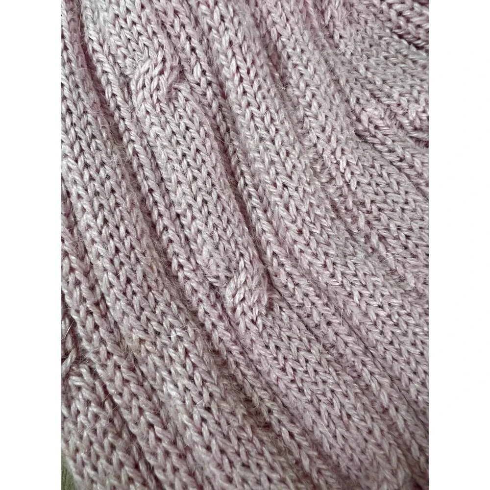 Baby Alpaca Reversible Cable Knit Beanie Pink Gray Made in Peru Winter Hat NWT